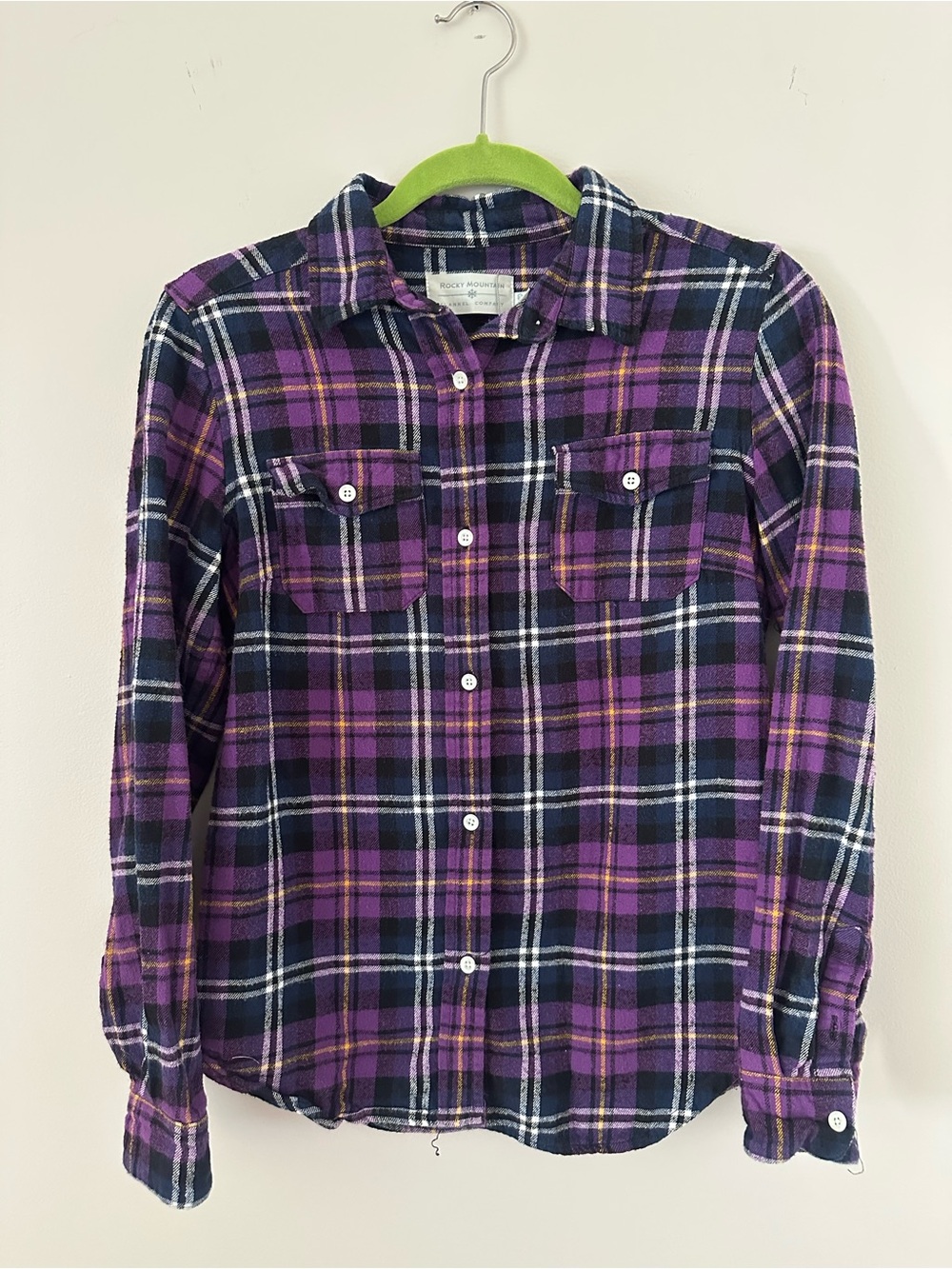 Rocky Mountain Flannel Company Purple Plaid Flannel Shirt XS